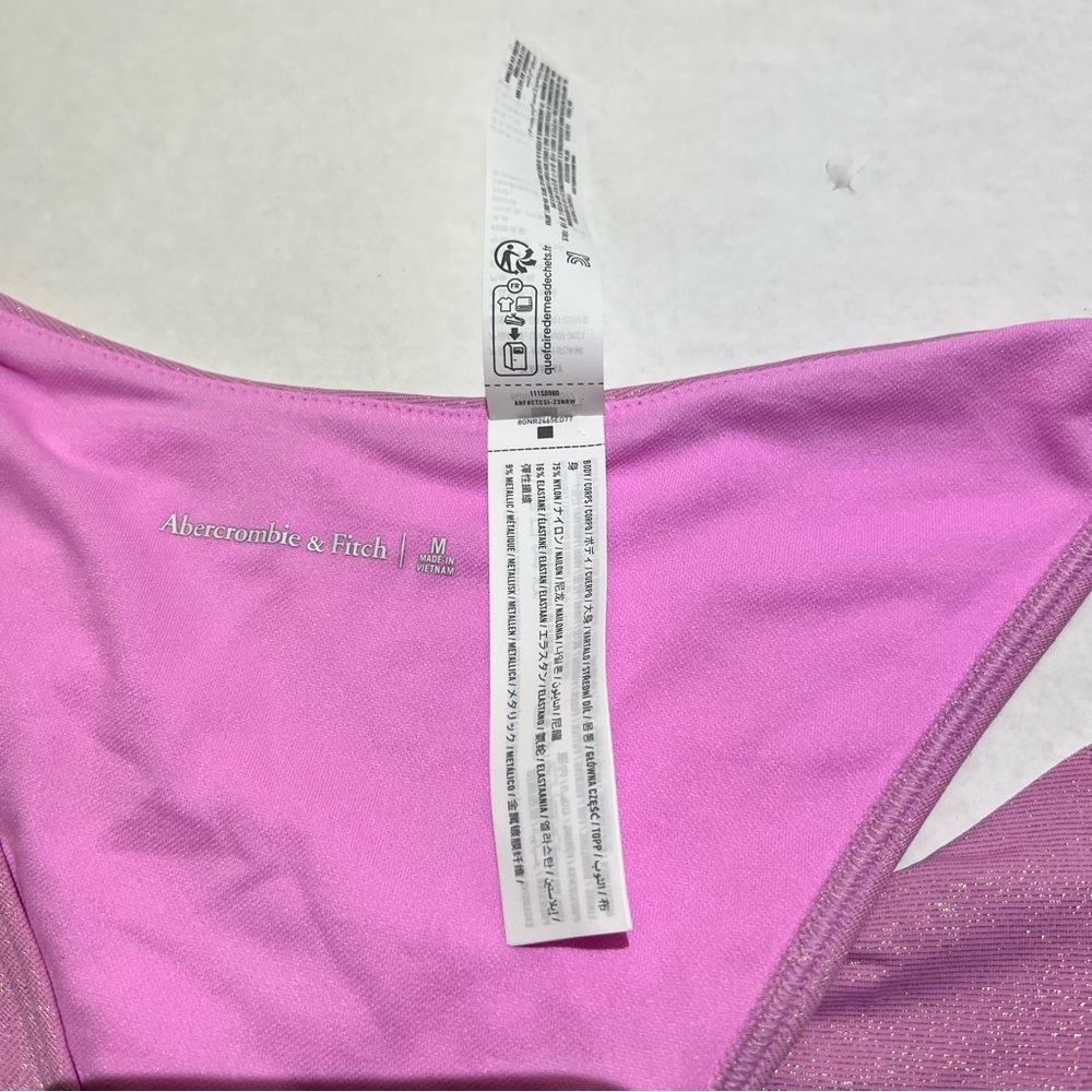 Abercrombie & Fitch Pink Shimmer Ring Detail Bikini Bottoms size Medium - Picture 5 of 7